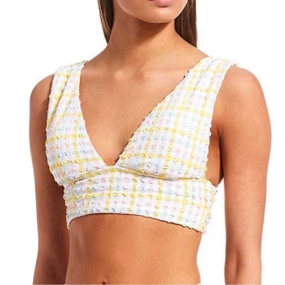 GB Gianni Bini Pink Crush seersucker Gingham bikini Small NWT - Picture 3 of 8